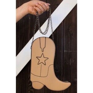 Lone Star Boutique Western Cowboy Boot Crossbody Bag Solid Tan